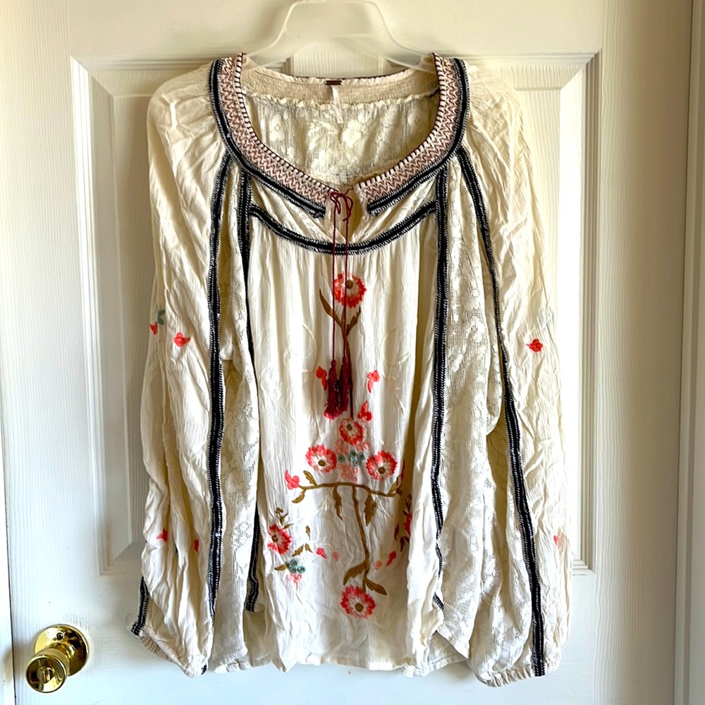 free people Gauze and Lace Boho Top